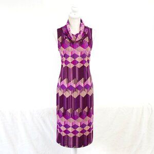 Vintage Y2K Purple Geometric Print Sleeveless Cowl Neck Top Rampage S